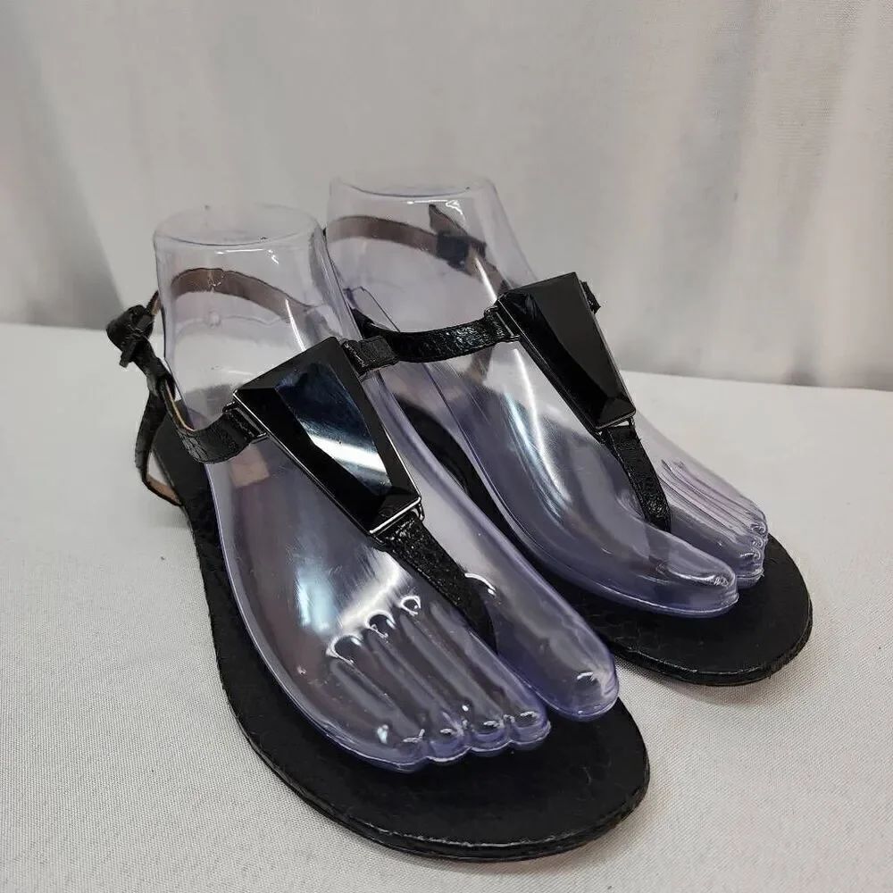 Michael Kors Collection Size 6.5 EU 37 Hanne Snakeskin Sandal Black